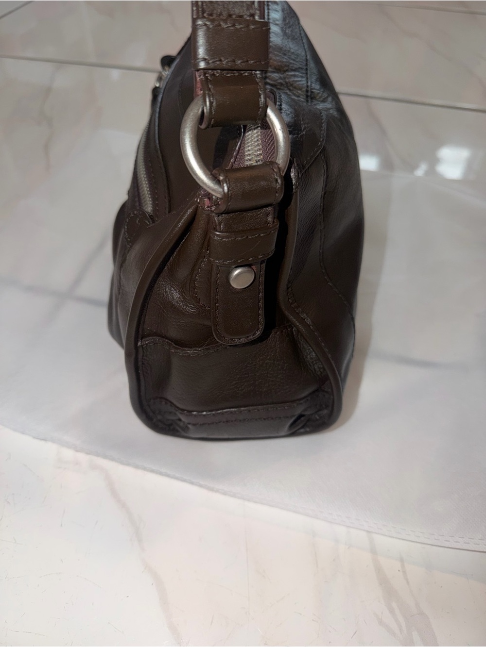 Vintage Fossil Brown Shoulder Bag Classic Everyday Purse - Picture 5 of 16